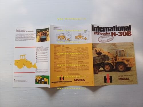 International Payloader H-30 pala caricatrice gommata anni 70 depliant originale