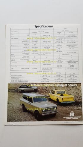 International Scout produzione fuoristrada pick-up 1976 depliant originale