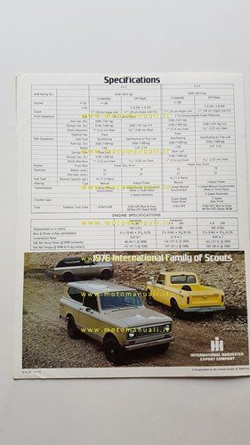 International Scout produzione fuoristrada pick-up 1976 depliant originale