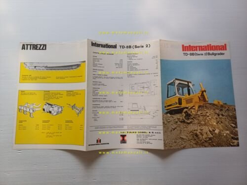 International TD-8B Bullgrader pala cingolata anni 70 depliant originale