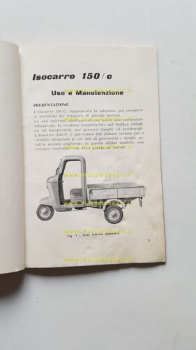 ISO 150 C motocarro manuale uso manutenzione libretto originale