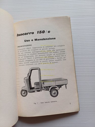 ISO Isocarro 150/C 1961 manuale uso manutenzione libretto originale italiano