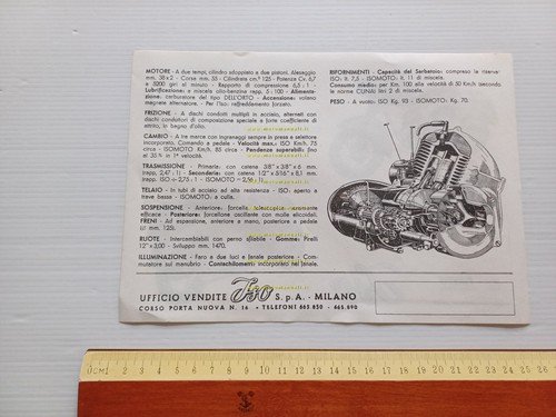 ISO Isomoto 125 1951 depliant italiano originale