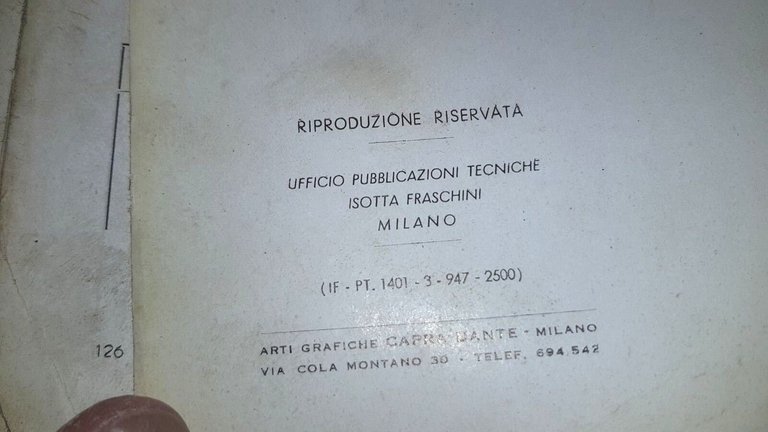 Isotta Fraschini 1947 autocarro catalogo ricambi originale spare parts catalogue