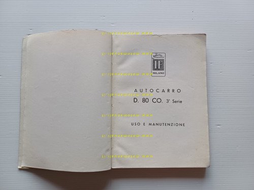 Isotta Fraschini autocarro D 80 CO 3a serie 1947 manuale …