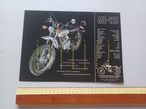 Italjet (Indian) ME 125 - ME 100 1974 depliant USA …