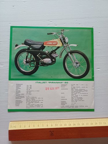 Italjet Piranha 50 1972 depliant italiano originale