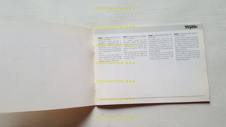 ITALJET Torpedo 50 1997 manuale uso manutenzione libretto originale