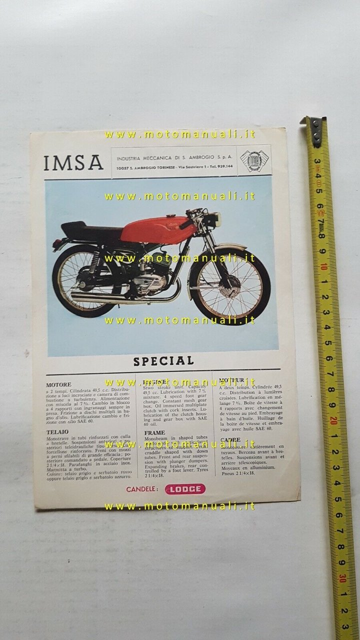 ITOM 50 Astor Special 1969 depliant ciclomotore originale brochure