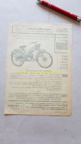 Itom 50 Junior 1960 depliant originale moto brochure