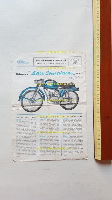 ITOM Astor 50 Competizione - Supersport depliant italiano originale