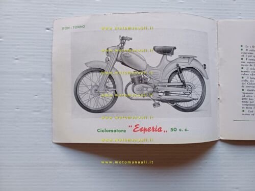 Itom Esperia 50 manuale uso manutenzione + catalogo ricambi originale