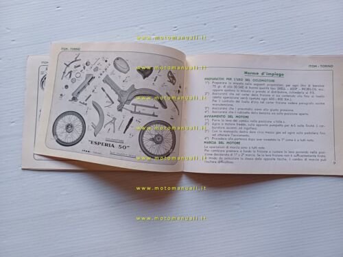 Itom Esperia 50 manuale uso manutenzione + catalogo ricambi originale