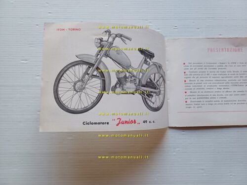 Itom Junior 49 manuale uso manutenzione + catalogo ricambi originale
