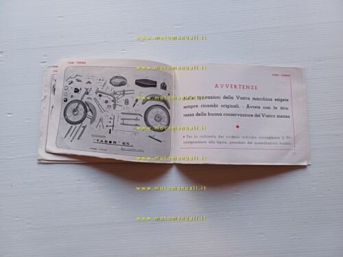 Itom Tabor 65 manuale uso manutenzione + catalogo ricambi originale