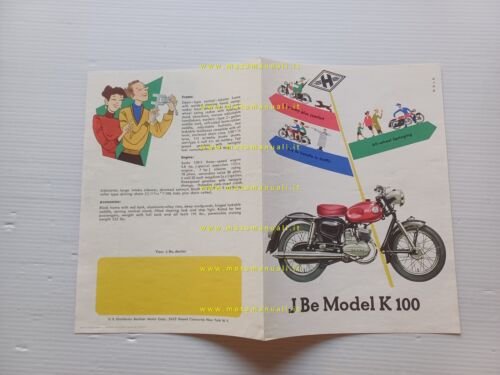 J-Be Motorcycles Sachs K 100 1960 depliant USA originale