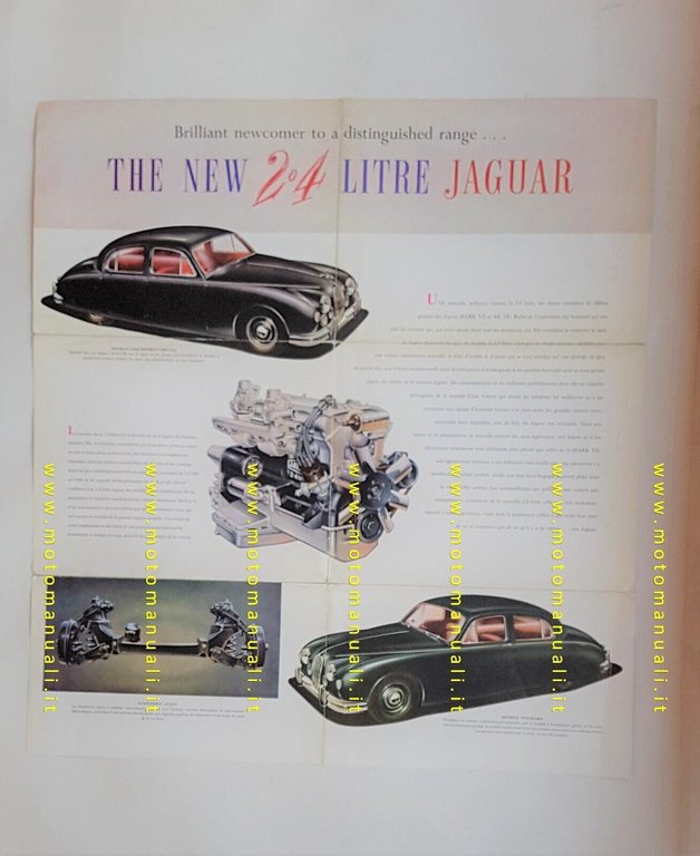 Jaguar 2.4 MKI 1955 depliant originale Francese FRENCH text