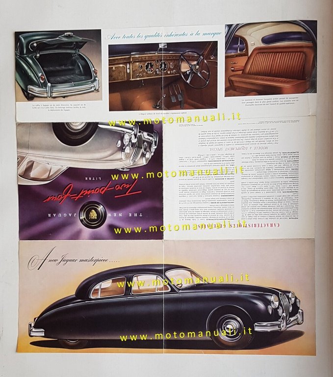 Jaguar 2.4 MKI 1955 depliant originale Francese FRENCH text