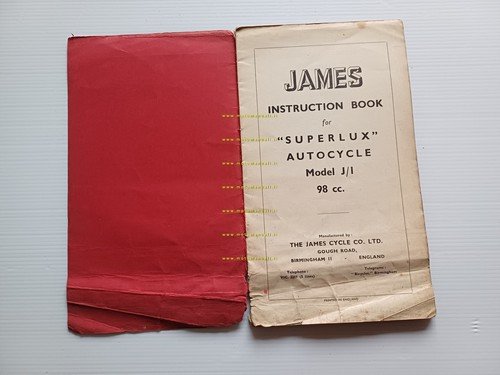 James Superlux Autocycle 98 Model J/I 1953 manuale uso manutenzione …