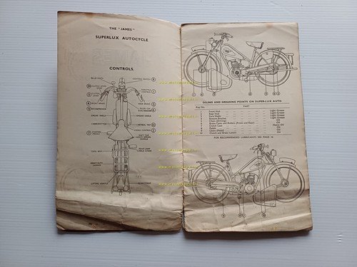 James Superlux Autocycle 98 Model J/I 1953 manuale uso manutenzione …