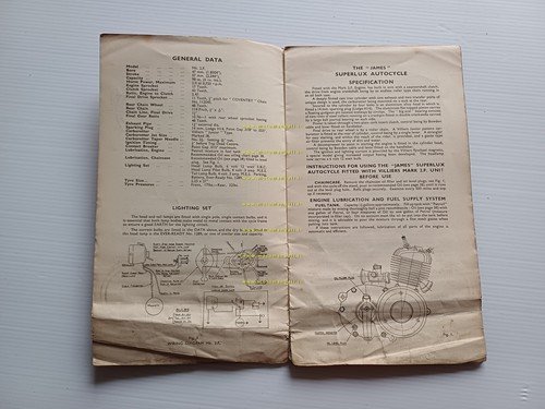 James Superlux Autocycle 98 Model J/I 1953 manuale uso manutenzione …