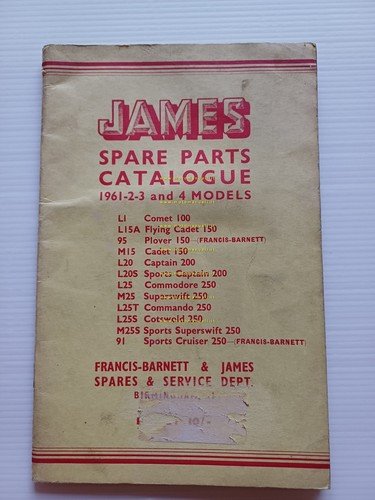 James tutti modelli 100-250 1961-64 catalogo ricambi Inglese originale