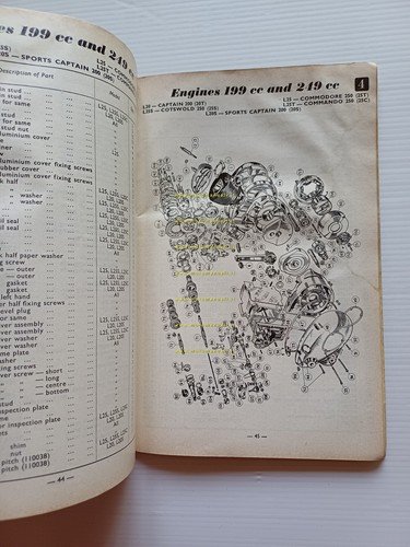 James tutti modelli 100-250 1961-64 catalogo ricambi Inglese originale