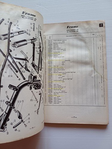 James tutti modelli 100-250 1961-64 catalogo ricambi Inglese originale