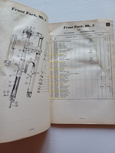 James tutti modelli 100-250 1961-64 catalogo ricambi Inglese originale