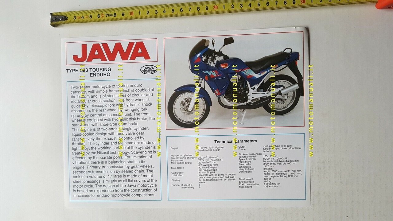 Jawa 250 type 593 Touring Enduro 1995 depliant originale moto …