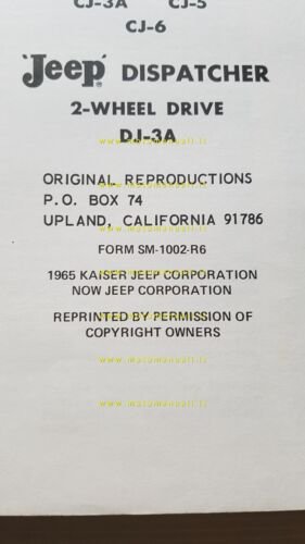 JEEP Universal - Dispatcher 1965 manuale officina RISTAMPA USA autorizzata