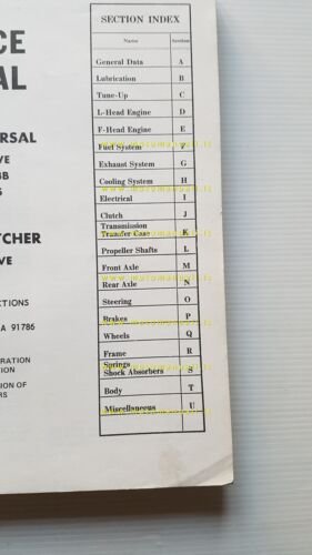 JEEP Universal - Dispatcher 1965 manuale officina RISTAMPA USA autorizzata