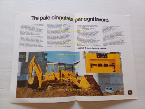 John Deere JD 350-450 pale caricatrici cingolate 1974 depliant originale …