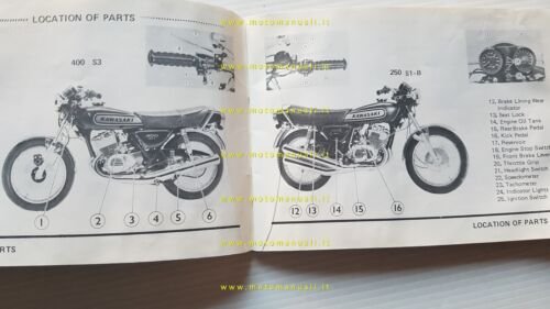 Kawasaki 250 S1-B - 400 S3 1973 manuale uso manutenzione …