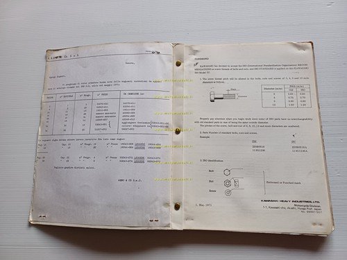 Kawasaki 350 S2 1971 catalogo ricambi originale spare parts catalogue