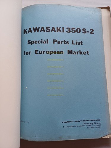Kawasaki 350 S2 1971 catalogo ricambi originale spare parts catalogue