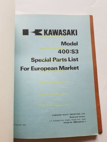 KAWASAKI 400 S3 1973 catalogo ricambi originale moto spare parts …