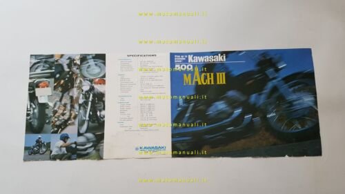 Kawasaki 500 Mach III 1970 depliant testo inglese originale
