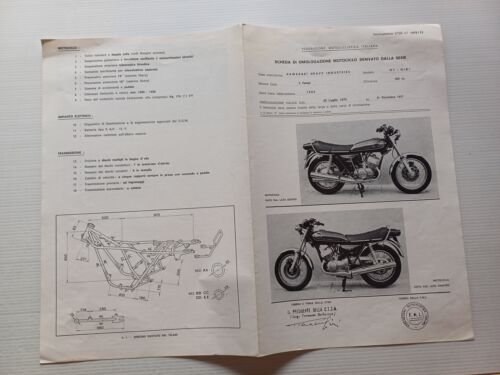 Kawasaki 500 Mach III H1 B 1975-77 scheda omologazione FMI …