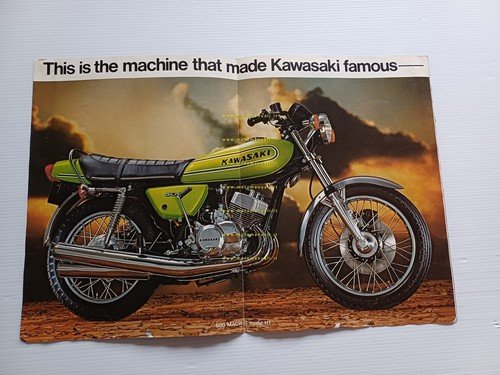 Kawasaki 500 Mach III H1 D 1973 depliant INGLESE originale