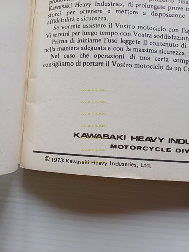 Kawasaki 750 H2-B 1973 manuale uso manutenzione originale italiano