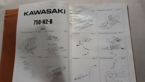 KAWASAKI 750 H2-B 1974 catalogo ricambi originale spare parts catalogue