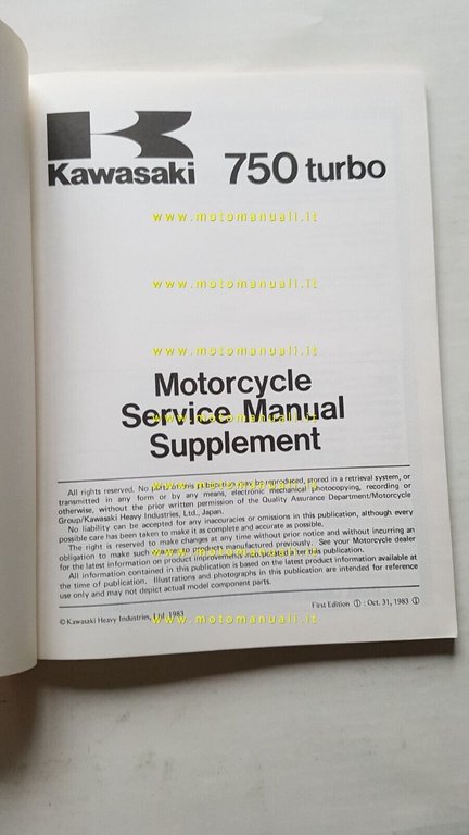 KAWASAKI 750 Turbo 1983 manuale officina INGLESE -AGGIORNAMENTO KZ 750-originale