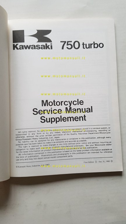 KAWASAKI 750 Turbo 1983 manuale officina INGLESE -AGGIORNAMENTO KZ 750-originale