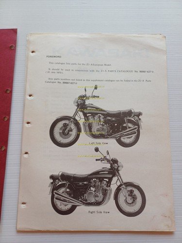 Kawasaki 900 Z1-A 1973 varianti catalogo ricambi per Europa originale