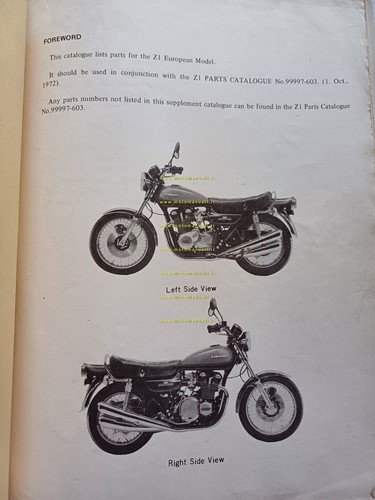 Kawasaki 900 Z1 Super 4 Testa Nera 1972 catalogo ricambi …