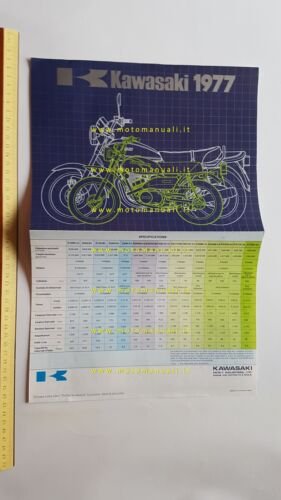 Kawasaki catalogo produzione modelli 1977 depliant originale FRANCESE