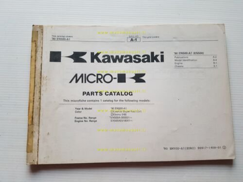 Kawasaki EN 500 1990 catalogo ricambi copia da microfiche originale