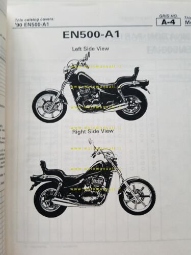 Kawasaki EN 500 1990 catalogo ricambi copia da microfiche originale
