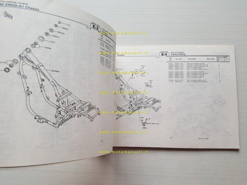 Kawasaki EN 500 1990 catalogo ricambi copia da microfiche originale